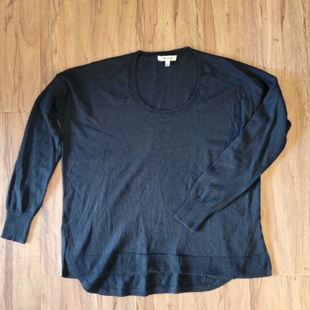 Madewell black long sleeve lightweight scoopneck top - XS